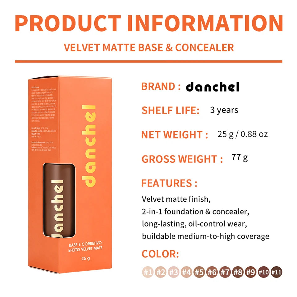 2-in-1 Liquid Foundation & Concealer Matte Face Makeup - 13