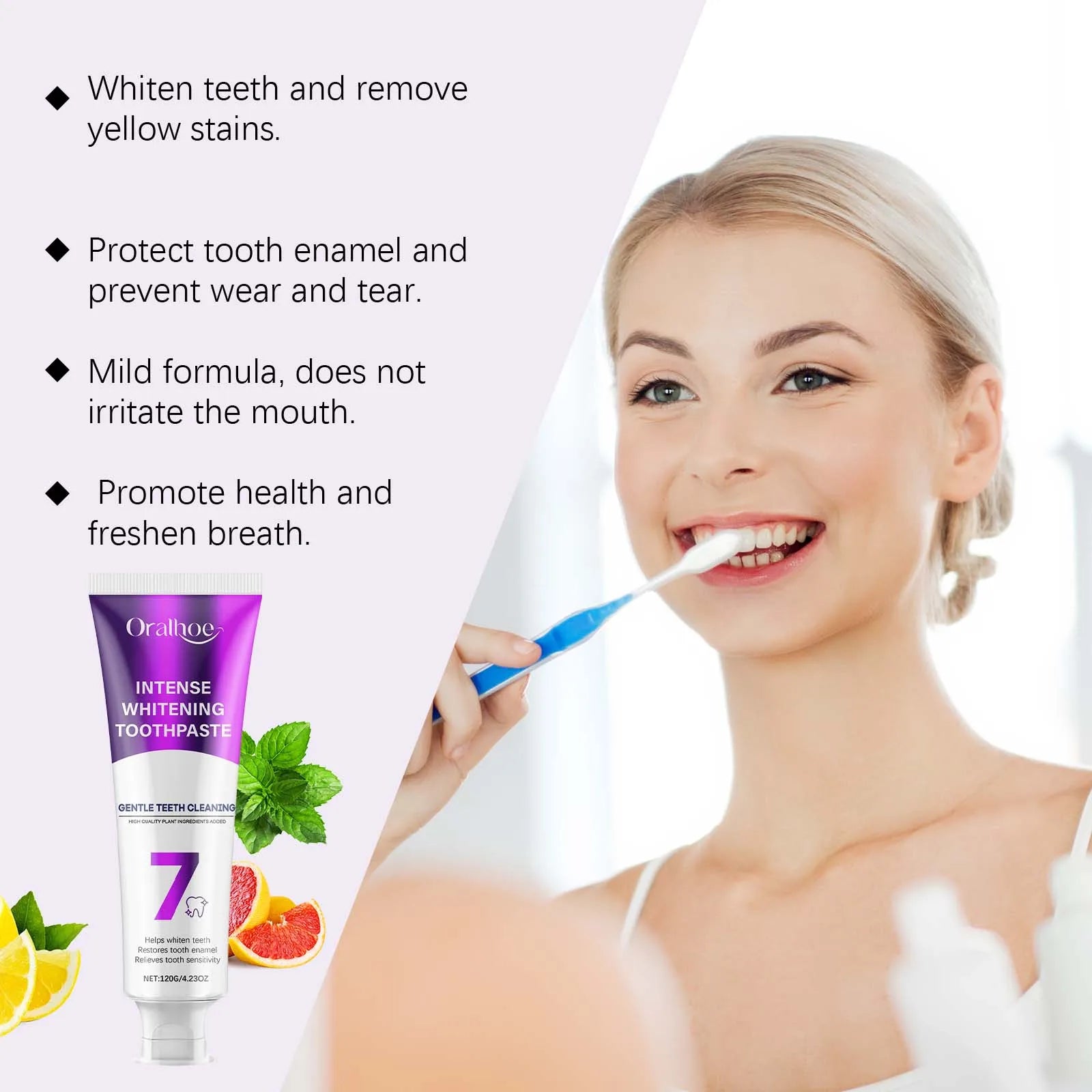 Oralhoe Whitening Toothpaste Stain Removal Plaque Enamel Repair - 11