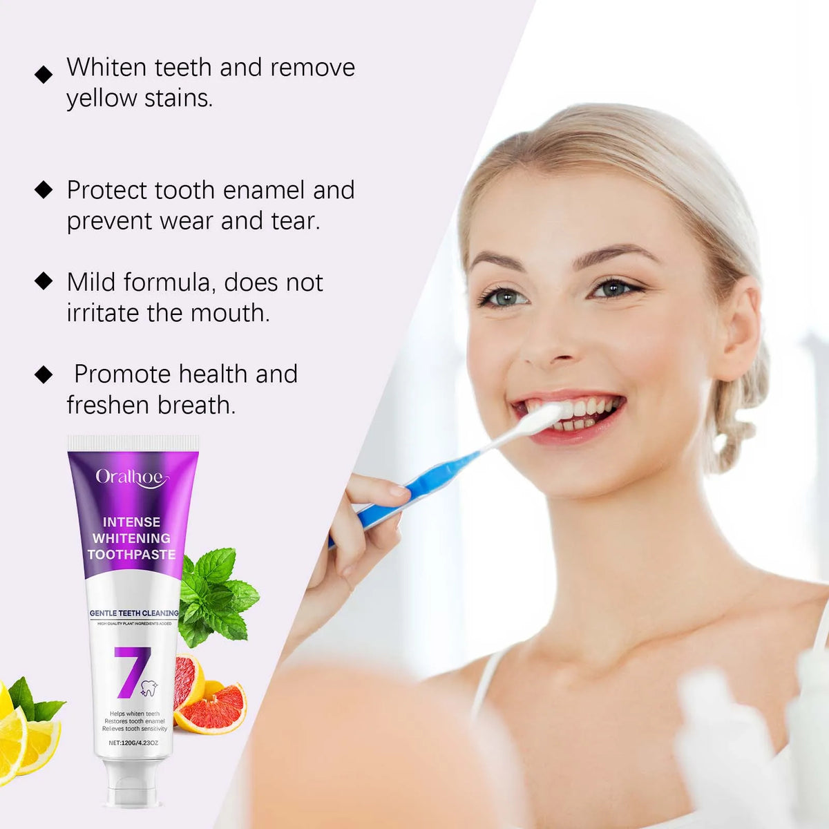 Oralhoe Whitening Toothpaste Stain Removal Plaque Enamel Repair
