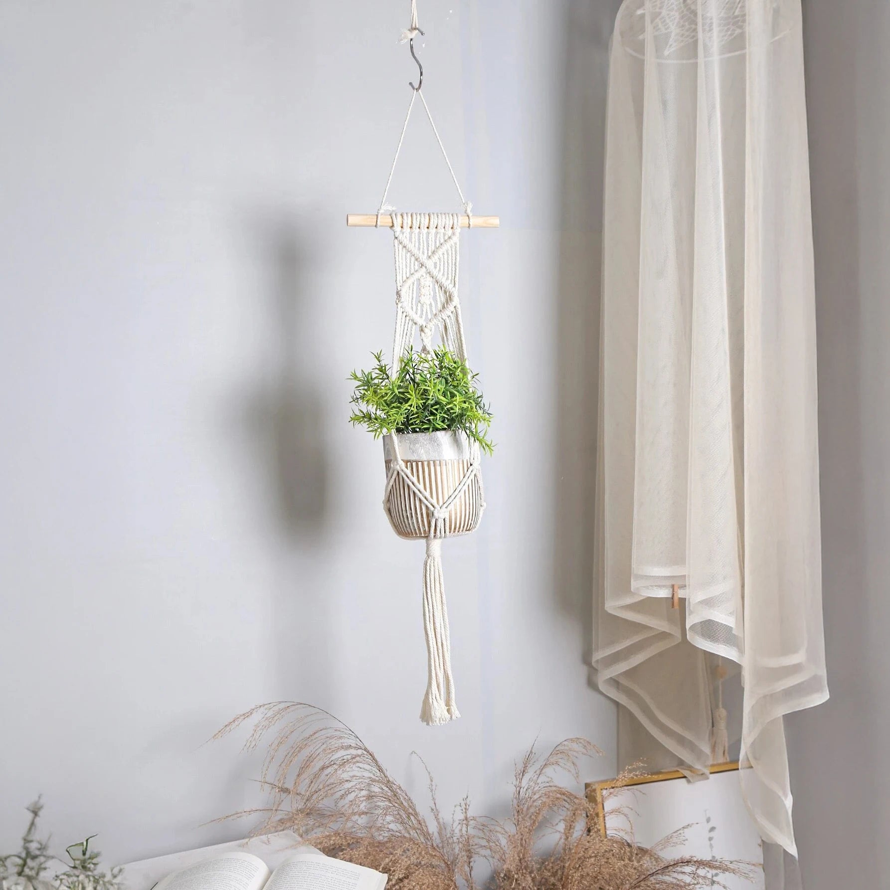 Handmade Macrame Plant Hanger Cotton Rope Wall Hanging Flower Pot Holder - 3