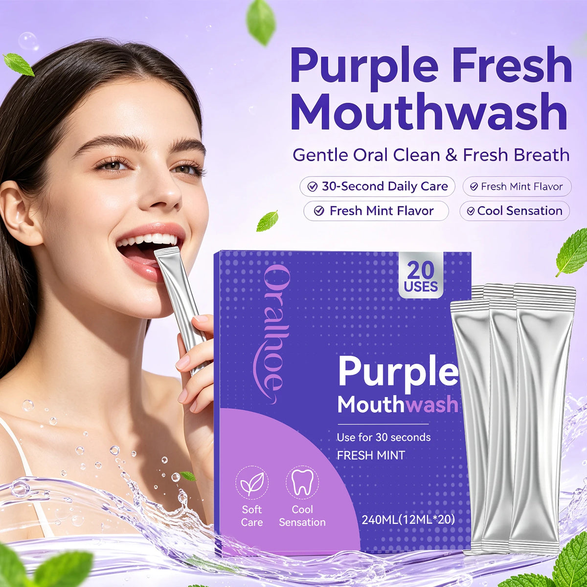 Purple Mouthwash Refreshing Breath Bad Breath Rinse Oral Care