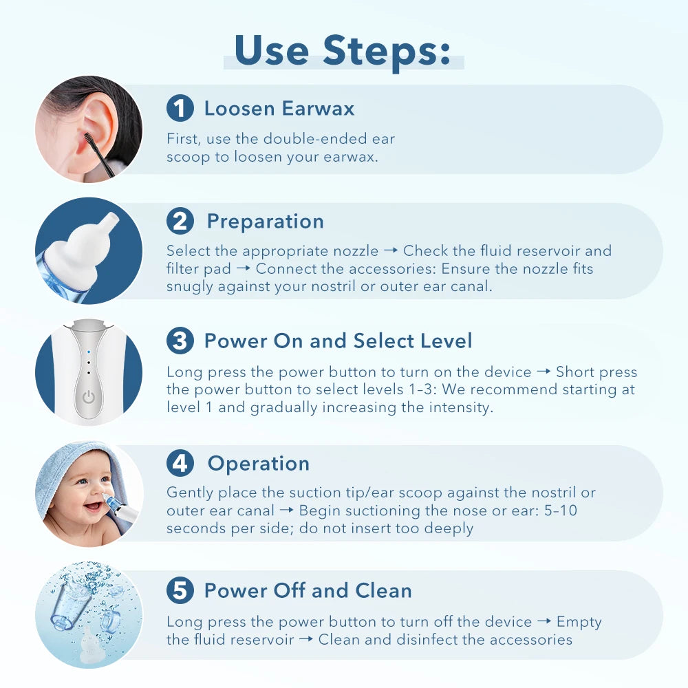 Electric Baby Nasal Aspirator & Ear Wax Removal Kit - 15