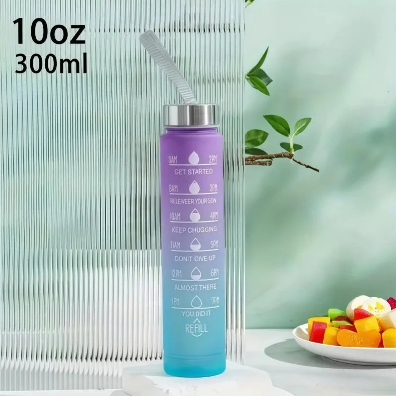 300ml Motivational Water Bottle Leakproof Sport Gym Fitness Jug - 7
