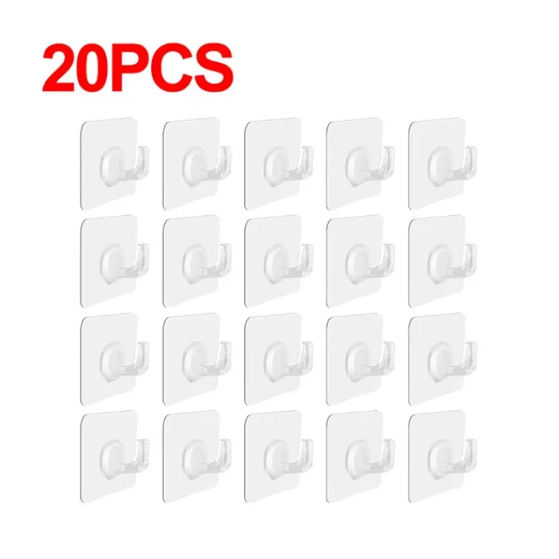 Adhesive Wall Hooks Heavy Duty Clear Non Marking Hangers Set - 18