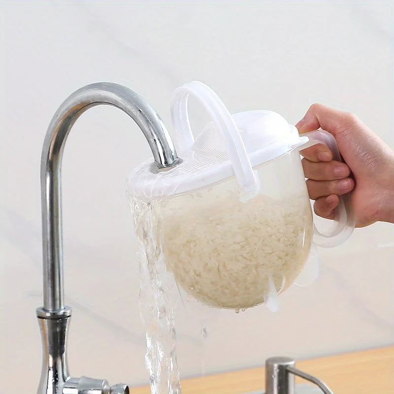 Rice Washer Bowl with Lid - Kitchen Colander and Strainer Basket