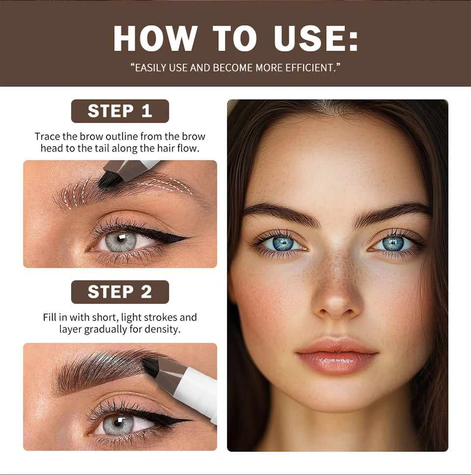 Waterproof Liquid Eyebrow Pencil Multi Fork Tattoo Pen