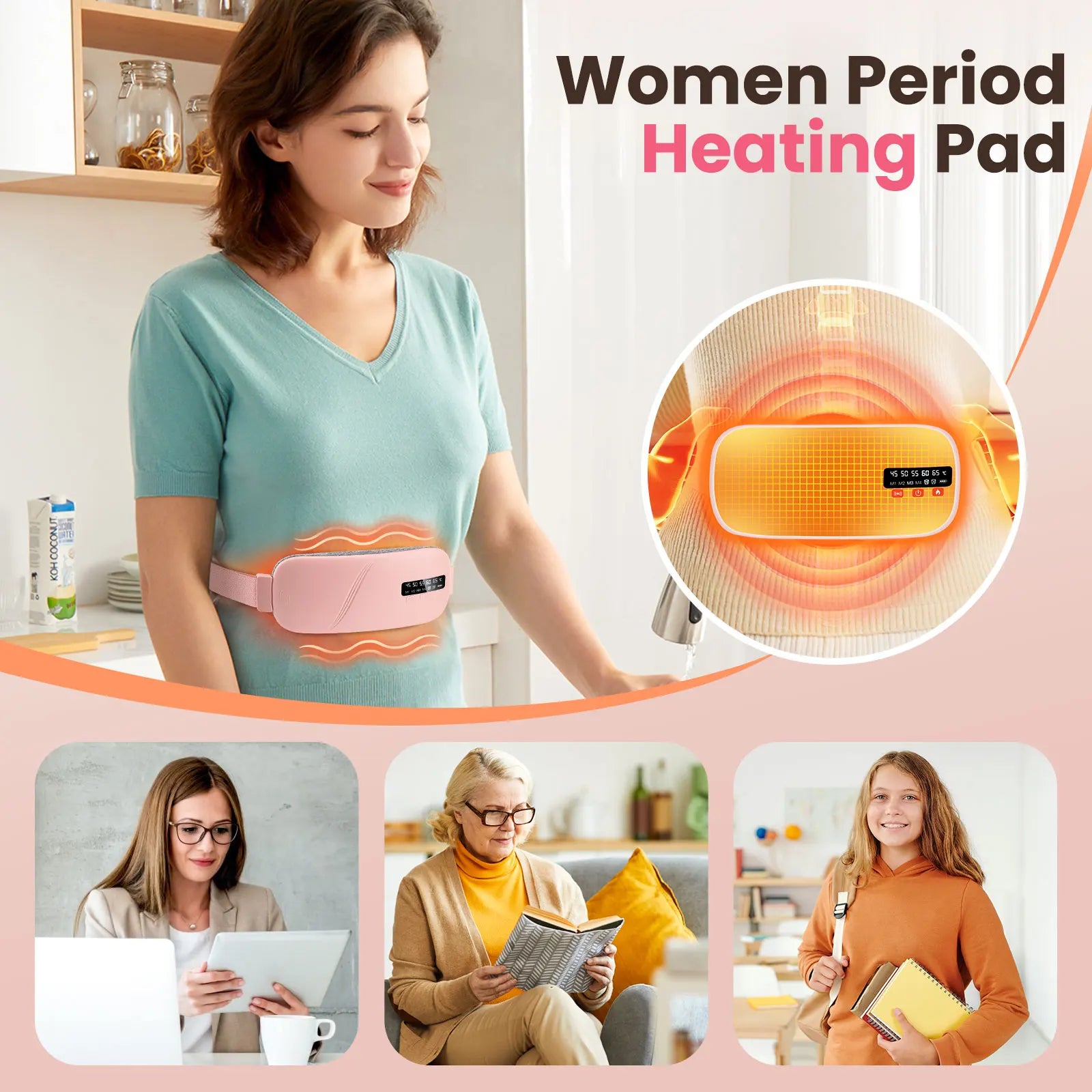 Cordless Menstrual Heating Pad Portable Abdominal Warmer Belt - 9