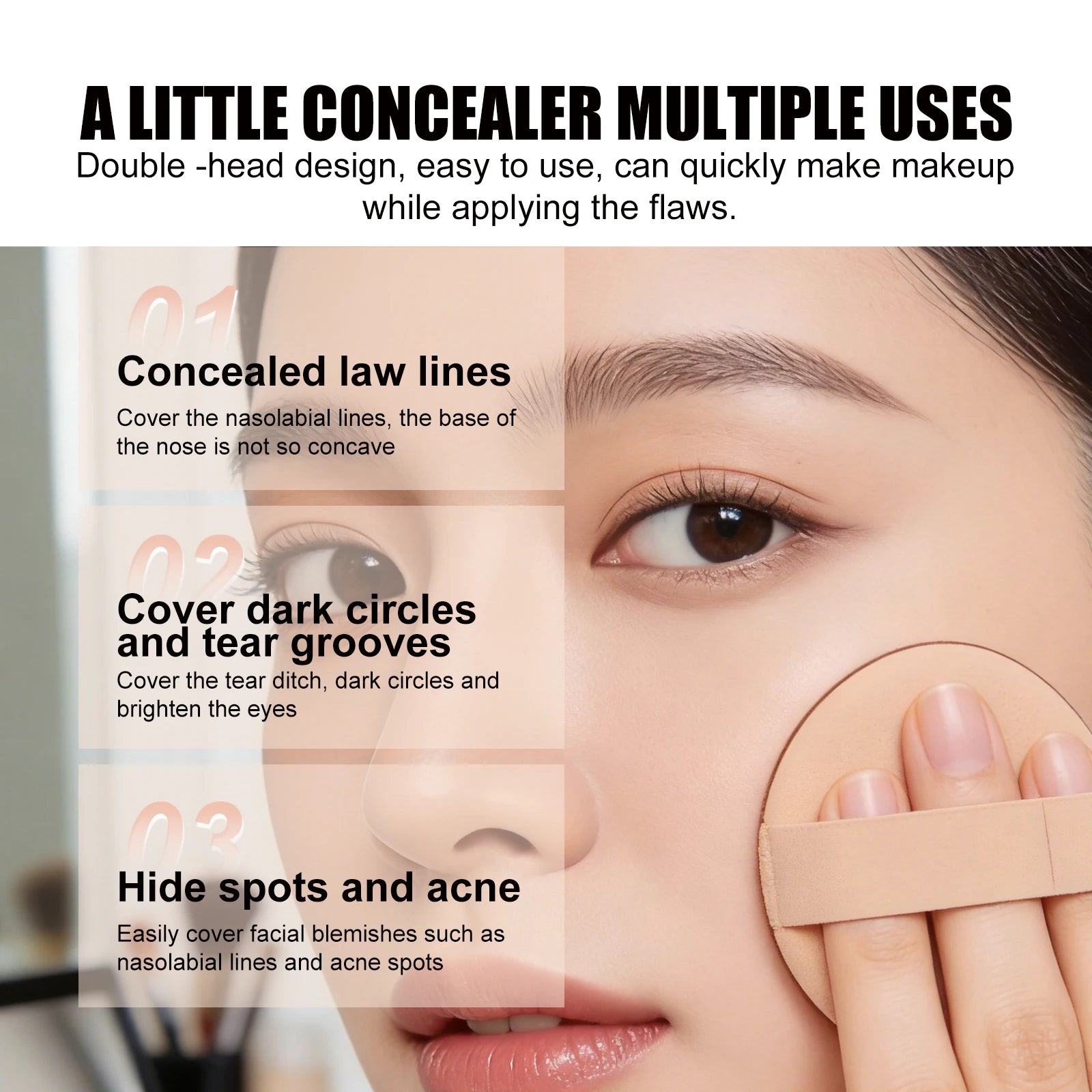 3-Color Cream Concealer Palette Dark Circle Correcting Makeup - 8