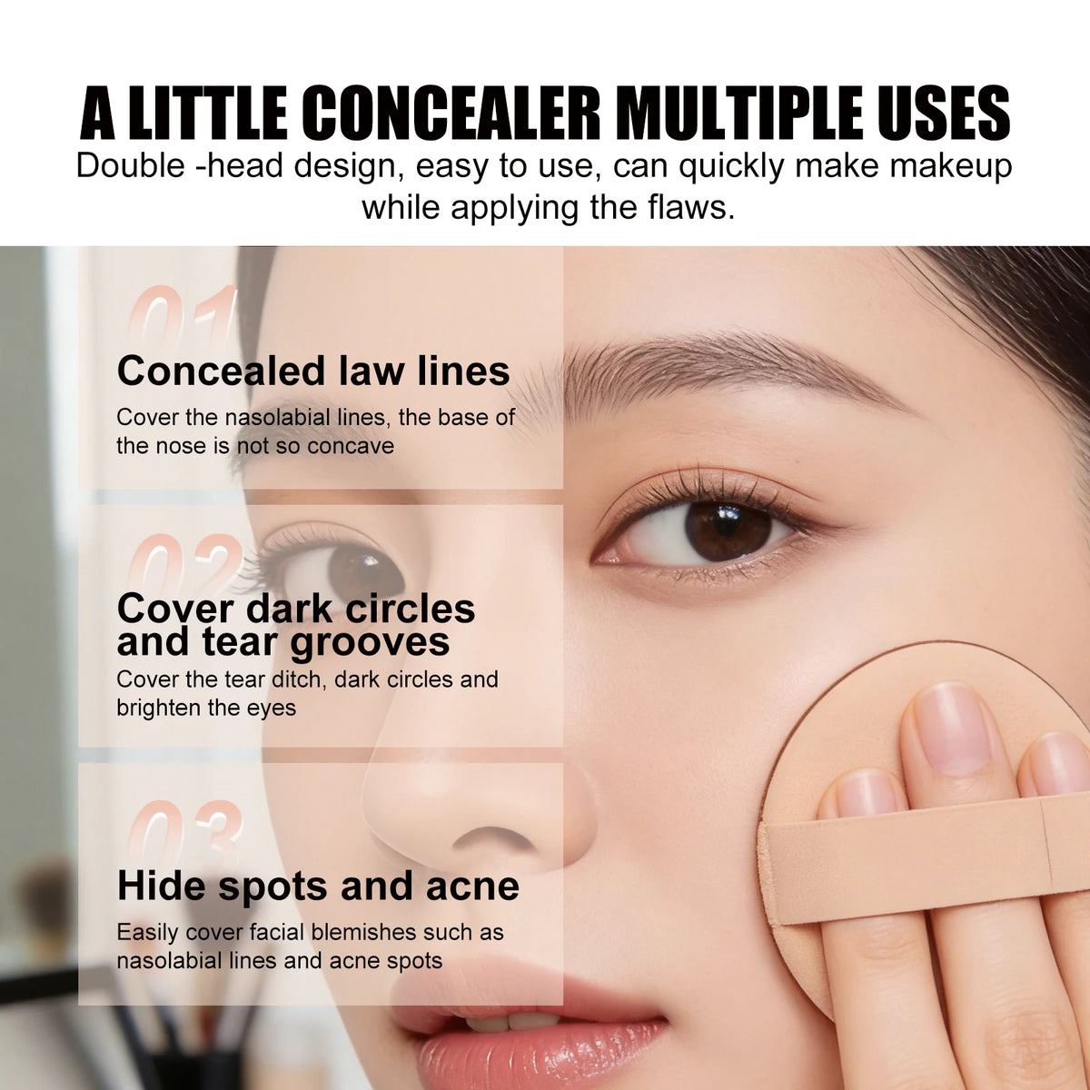 3-Color Cream Concealer Palette Dark Circle Correcting Makeup
