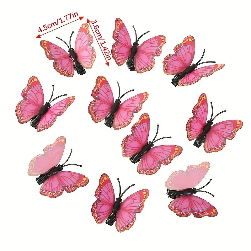 10Pc Butterfly Hair Clips 3D Simulation Cute Barrettes for Girls Women