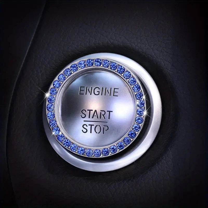 Car Engine Start Stop Button Ring Bling Rhinestone Ignition Trim