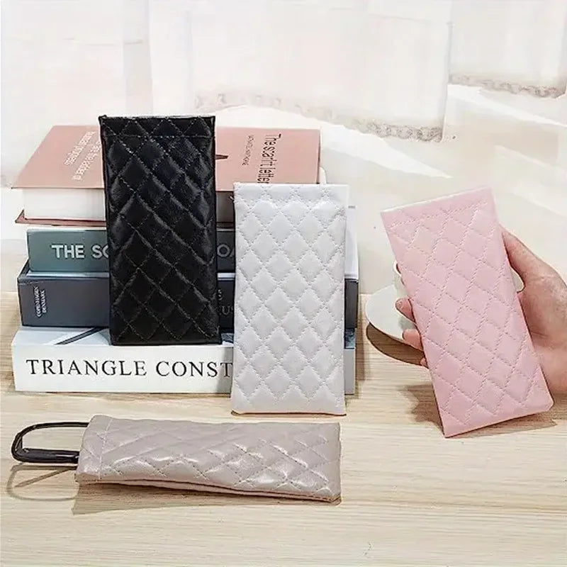 Quilted PU Leather Glasses Case Waterproof Portable Sunglasses Pouch