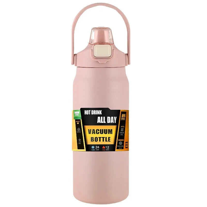 Insulated Stainless Steel Water Bottle Vacuum Flask with Straw Lid