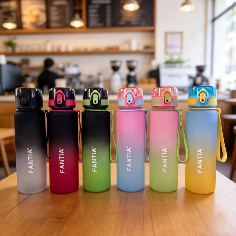 Fantia Frosted Gradient Sports Water Bottle Leak Proof Fitness Flask