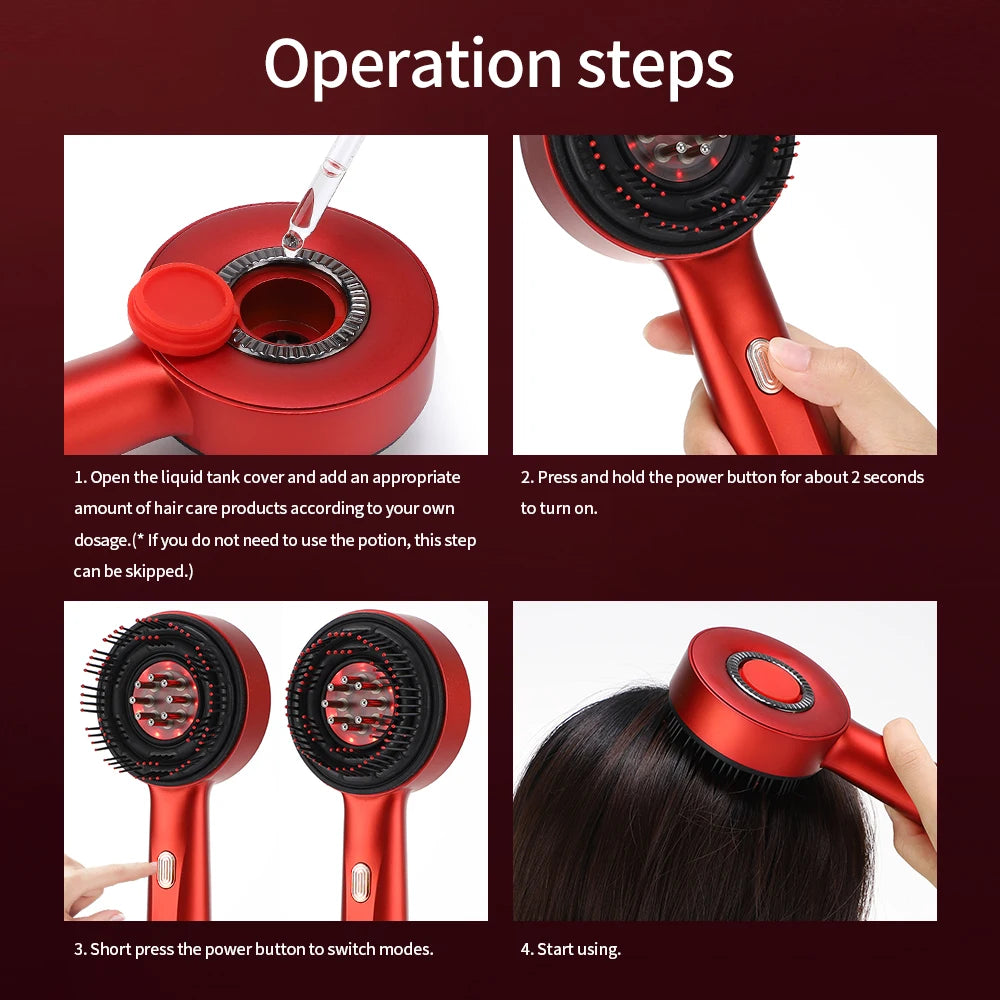 Electric Scalp Massager Hair Growth Oil Applicator Red Light Comb