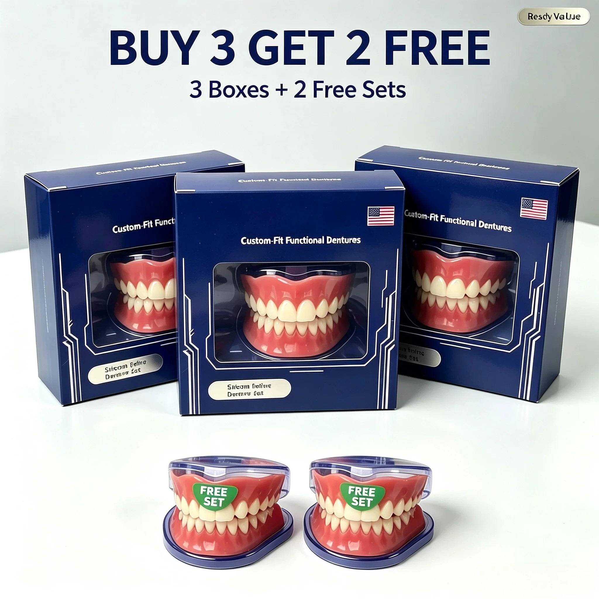 Silicone Denture Set Adjustable Custom Fit Oral Care - 14