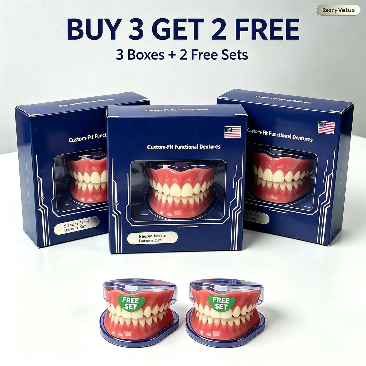 Silicone Denture Set Adjustable Custom Fit Oral Care