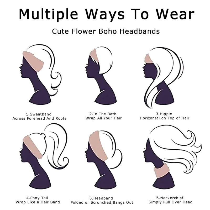 Women's Elastic Sweat Headband Boho Paisley Hair Wrap for Sports Yoga - 6