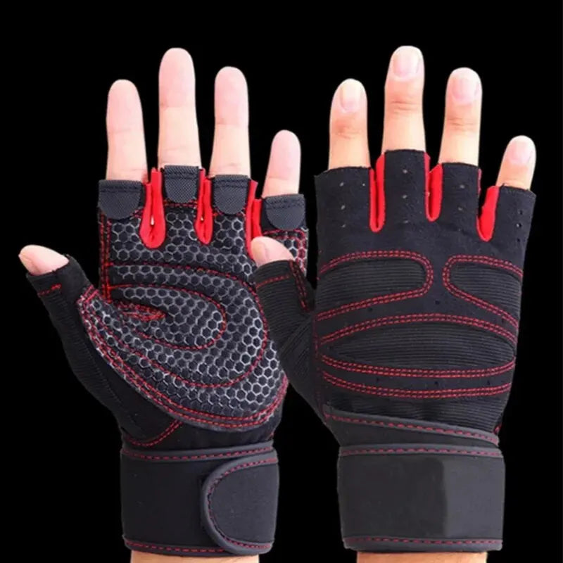 Unisex Half Finger Fitness Gloves Workout Training Wrist Support