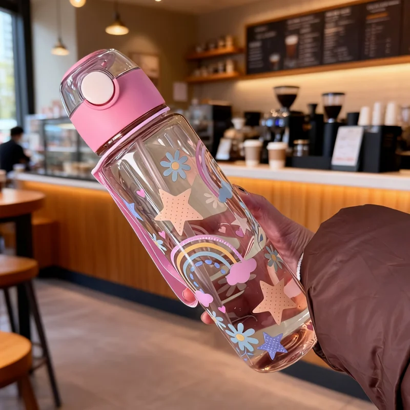 700ml Leak-Proof Sports Water Bottle with Straw and Carrying Handle