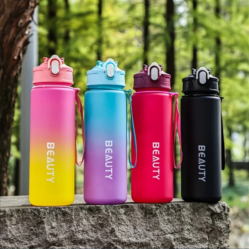 600ml Frosted Sports Water Bottle Leakproof Gym Drink Container