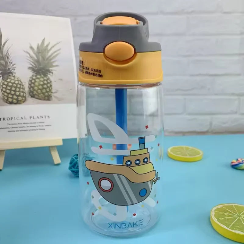 Kids Cartoon Water Bottle 480ml Leakproof Sippy Cup with Straw - 8