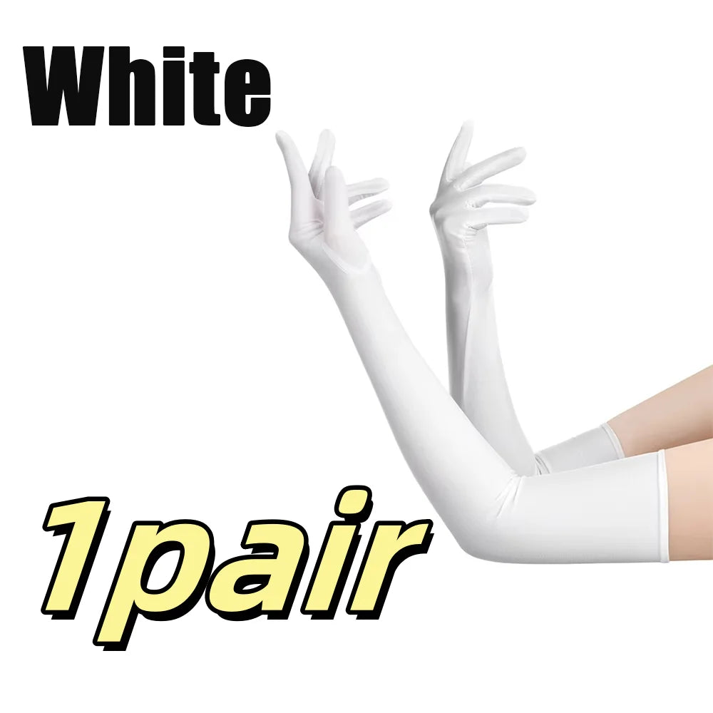 Women Long Elbow Length Spandex Gloves Elegant Wedding Party Sun Protection - 17