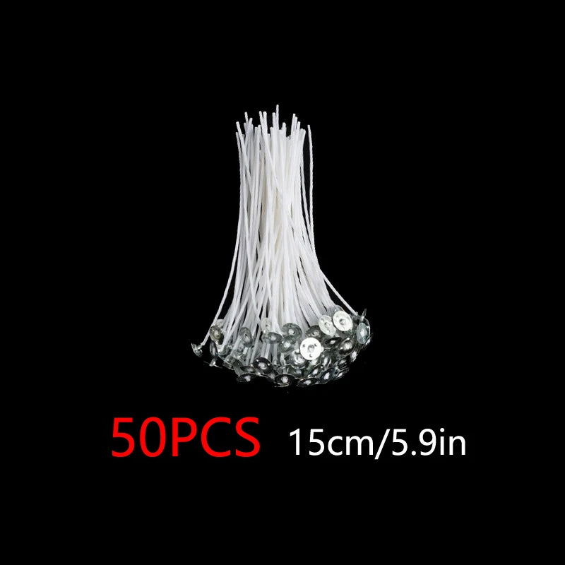 50 Pack Cotton Candle Wicks Pre-Waxed DIY Candle Making Supplies