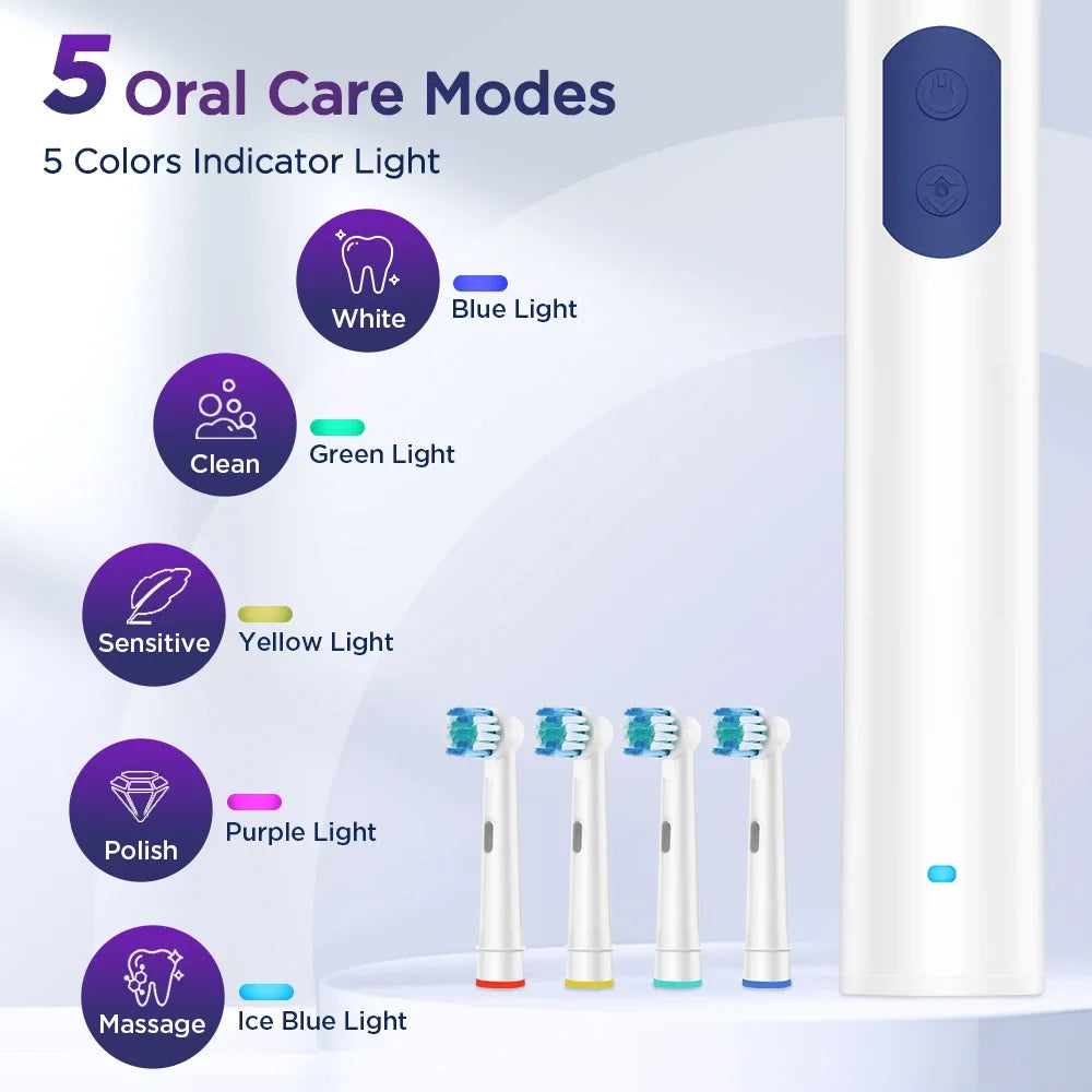 Rechargeable Rotating Electric Toothbrush with 4 Heads - 4