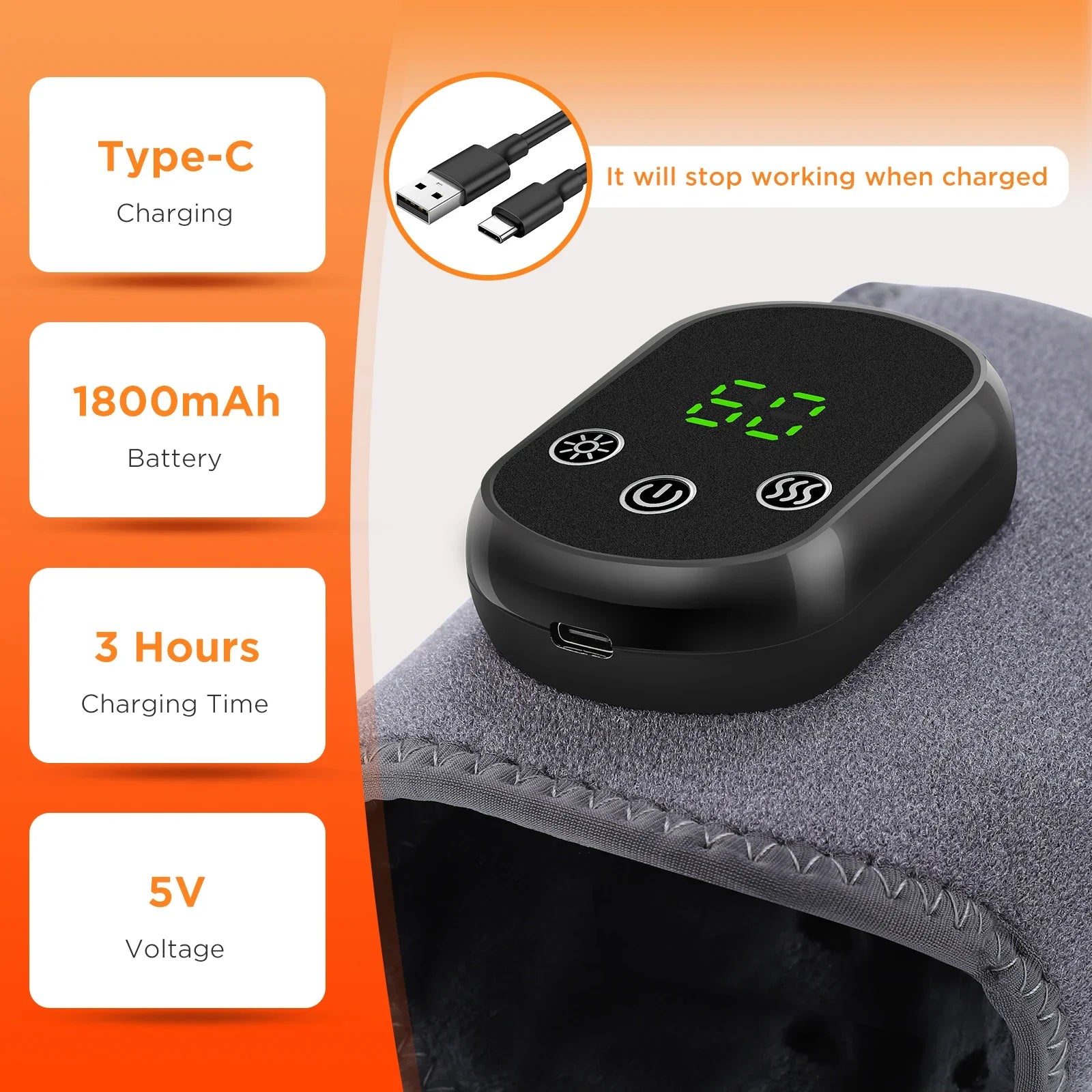 Cordless Heated Ankle Massager with Heat and Vibration - 5