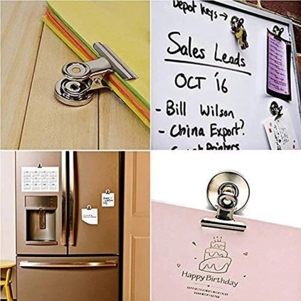 4pcs Magnetic Clips Set Strong Refrigerator Magnets for Notes and Photos