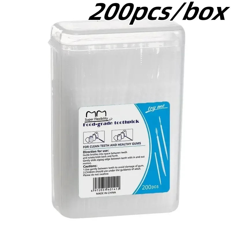 200Pcs Disposable Interdental Brush Toothpick Floss Sticks Oral Care - 18