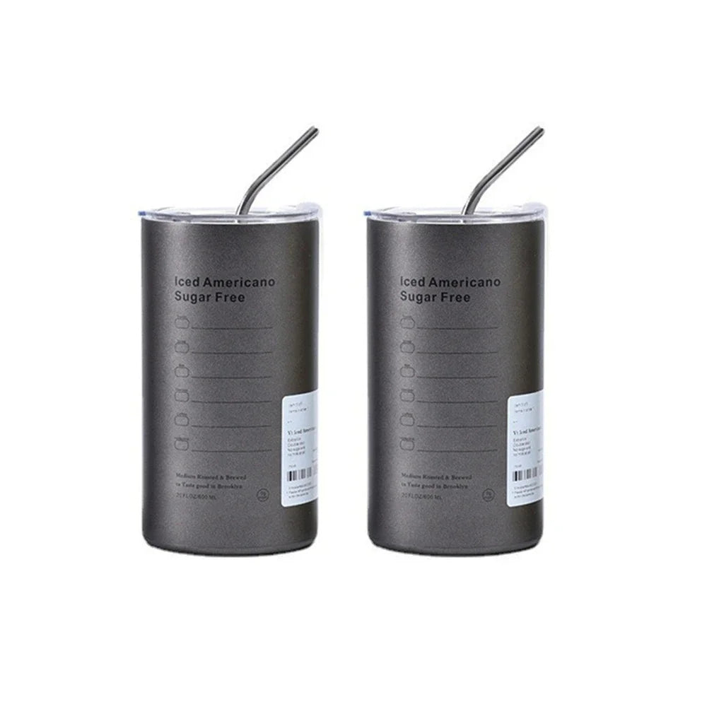 600ml Stainless Steel Coffee Mug Insulated Travel Tumbler with Straw