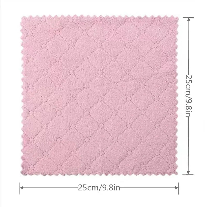 5 Pack Double Sided Coral Velvet Dishcloths Absorbent Kitchen Towels