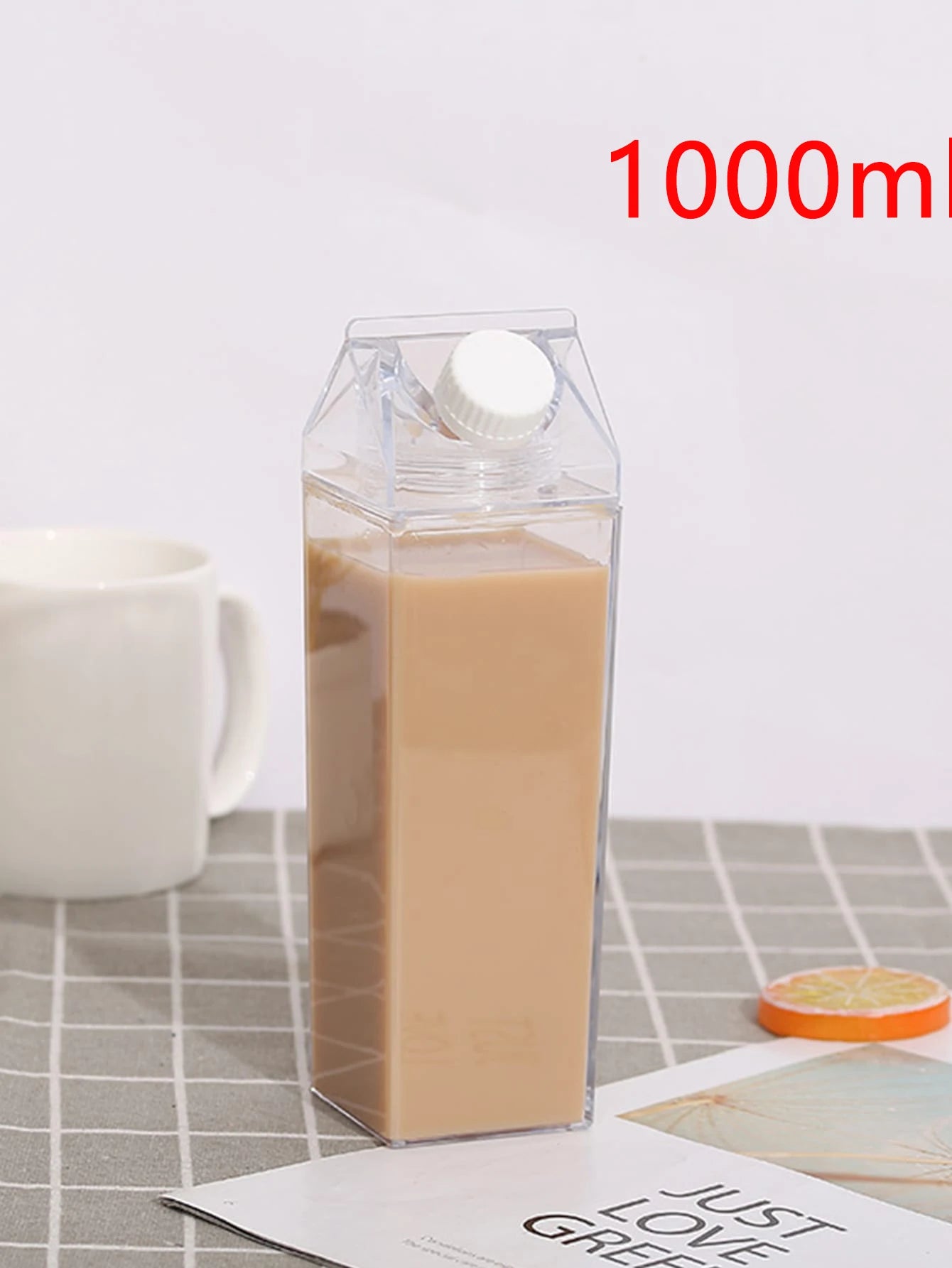 Clear Milk Carton Water Bottle Portable Juice Container 500ml 1000ml - 15