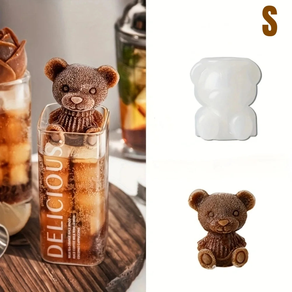 Cute Bear Silicone Ice Cube Tray Mold for Whiskey Coffee and Cocktails - 11