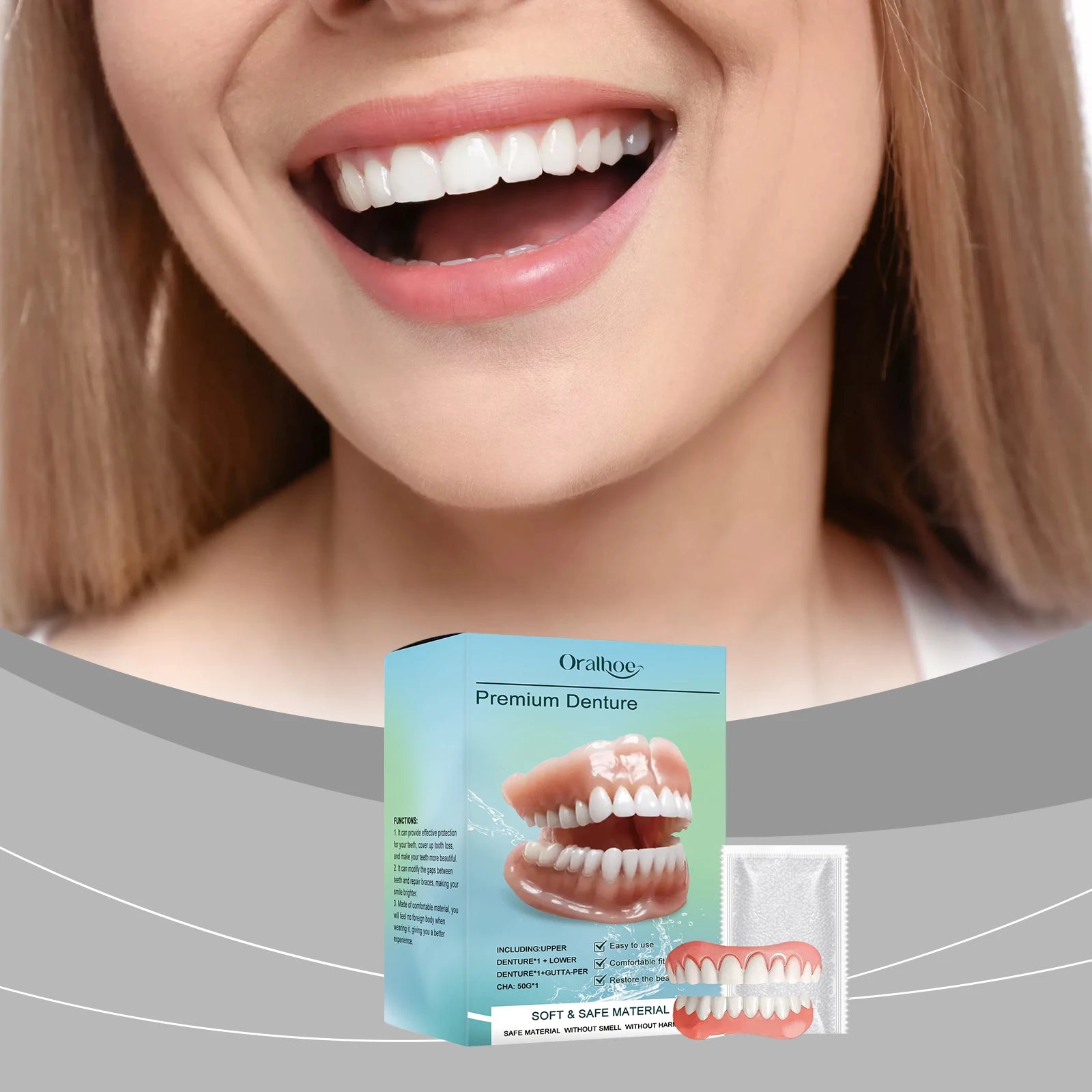Silicone Denture Set Temporary False Teeth Veneers - 7