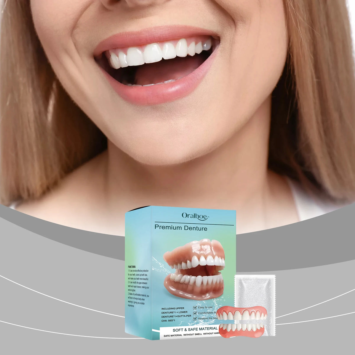 Silicone Denture Set Temporary False Teeth Veneers