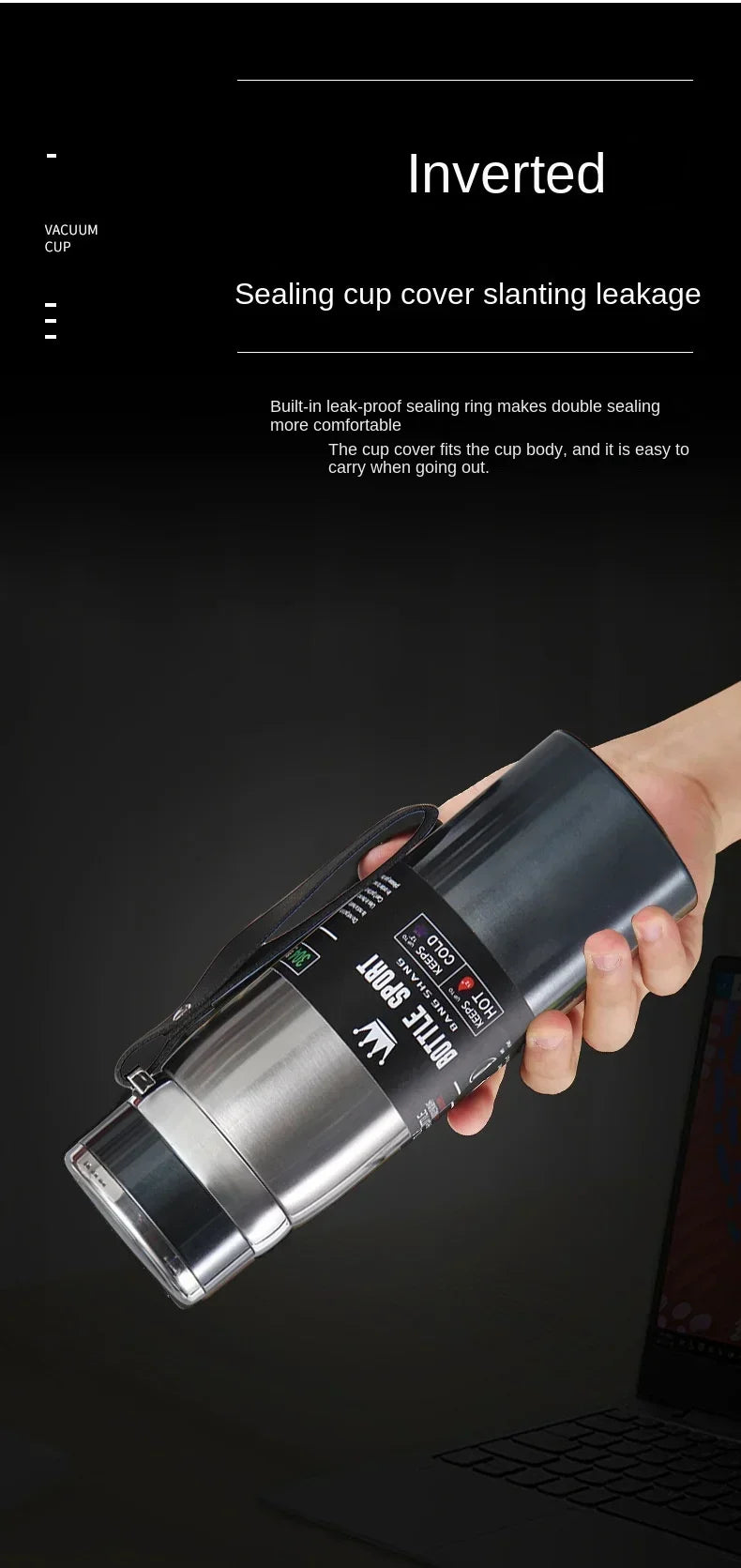 1L Stainless Steel Thermal Water Bottle Vacuum Insulated Travel Flask - 10