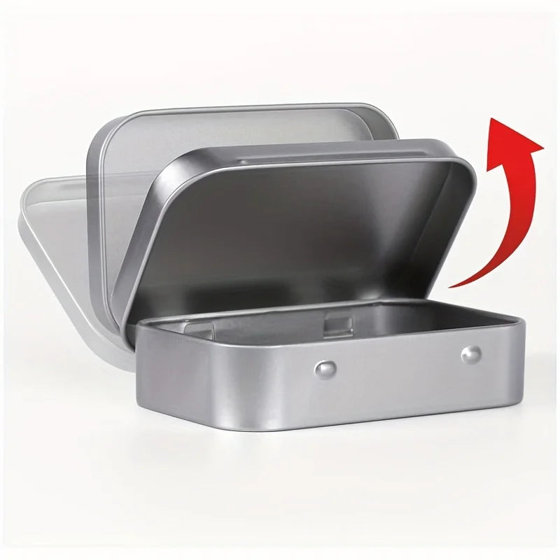 10pc Metal Tin Storage Box Rectangular Hinged Container for Small Items - 5