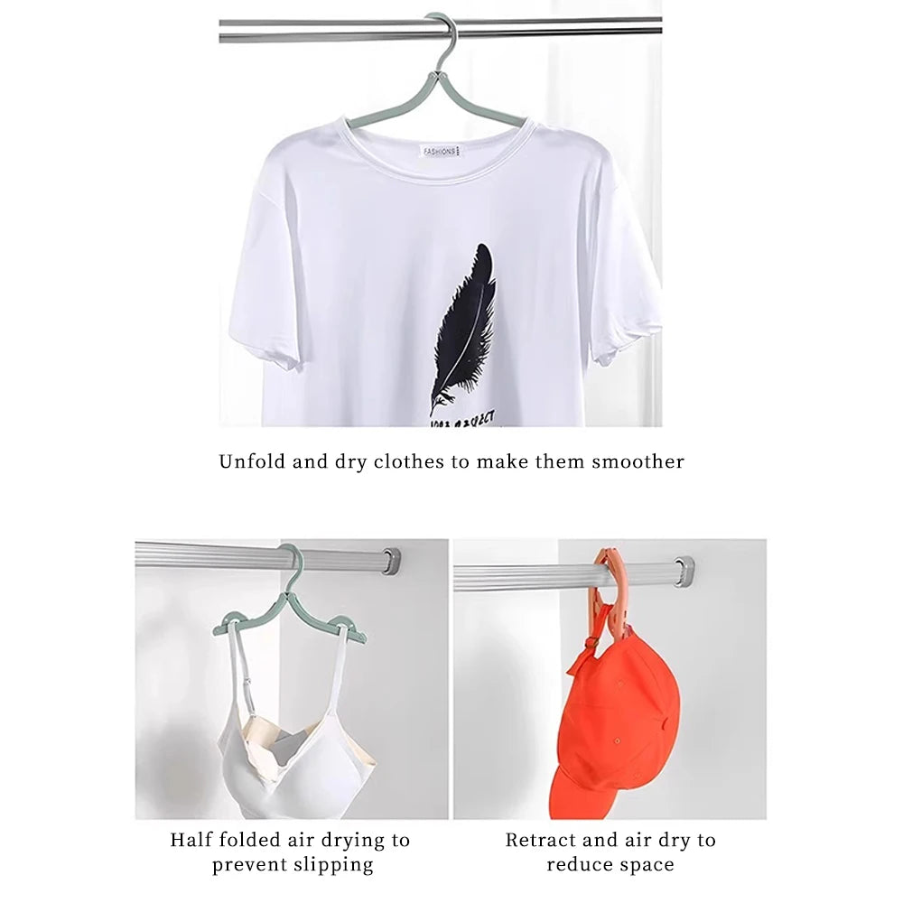5-10pcs Folding Travel Hangers Portable Space Saving Clothes Rack