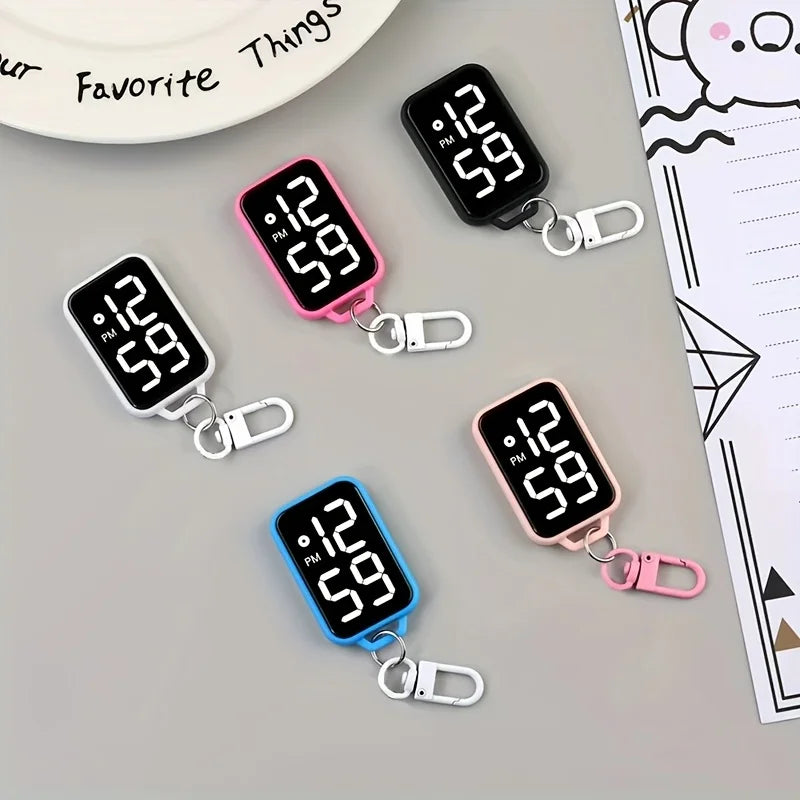 LED Digital Keychain Watch Portable Electronic Pendant Clock - 8