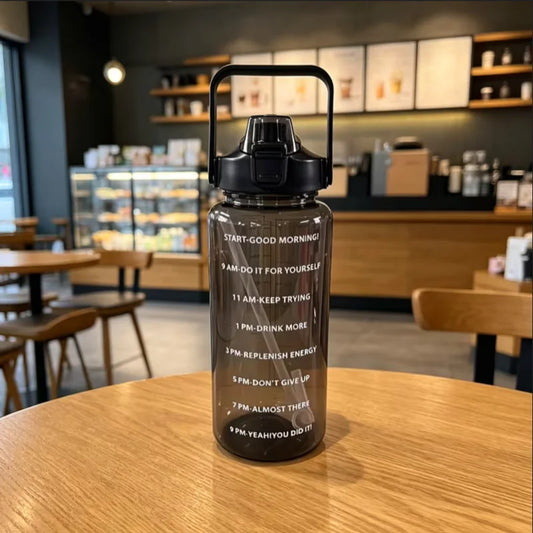 2000ml Large Sports Water Bottle BPA Free Leak Proof Jug with Straw