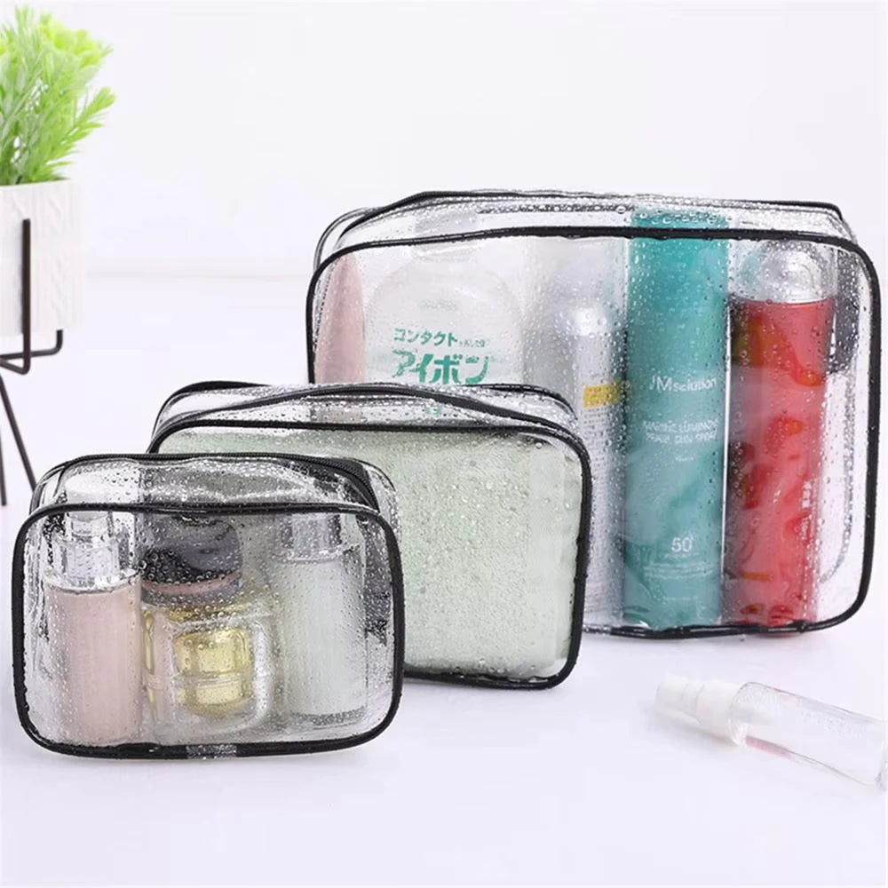 Clear Travel Toiletry Bag Set Waterproof Cosmetic Organizer with Zipper - 8