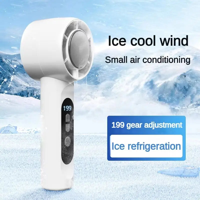 Rechargeable Turbo Mini Handheld Fan with Ice Cooler - 2