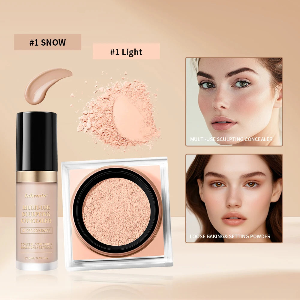 Face Makeup Set Concealer and Loose Setting Powder Matte Cosmetics - 10