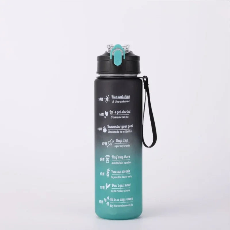 Motivational Sports Water Bottle with Time Marker and Leak Proof Straw - 49
