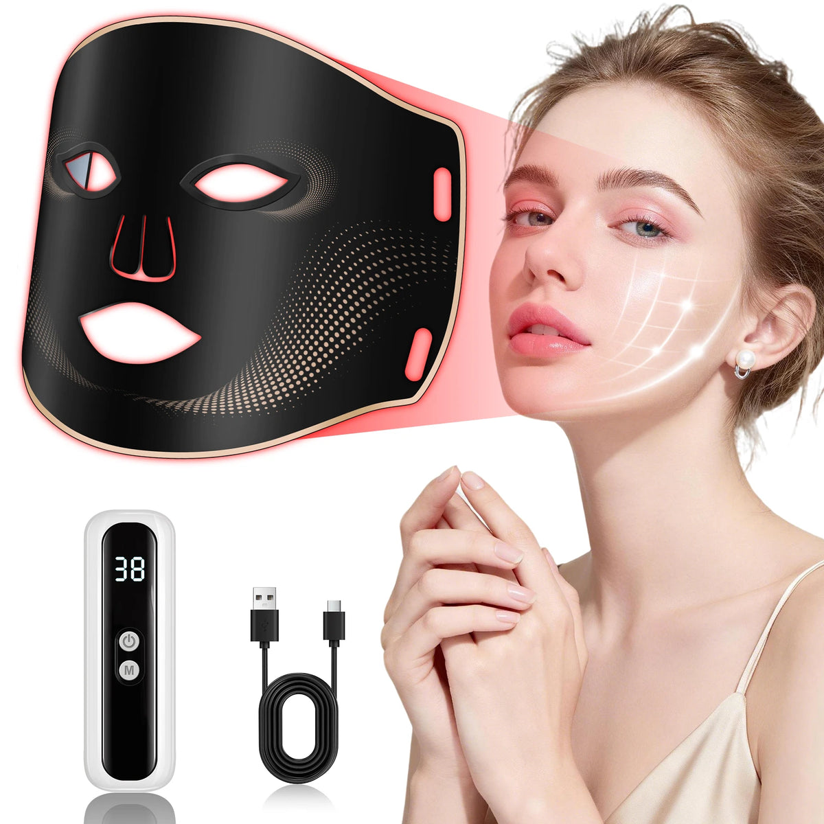 7 Colors Silicone LED Facial Mask Cordless Anti Aging Beauty Device