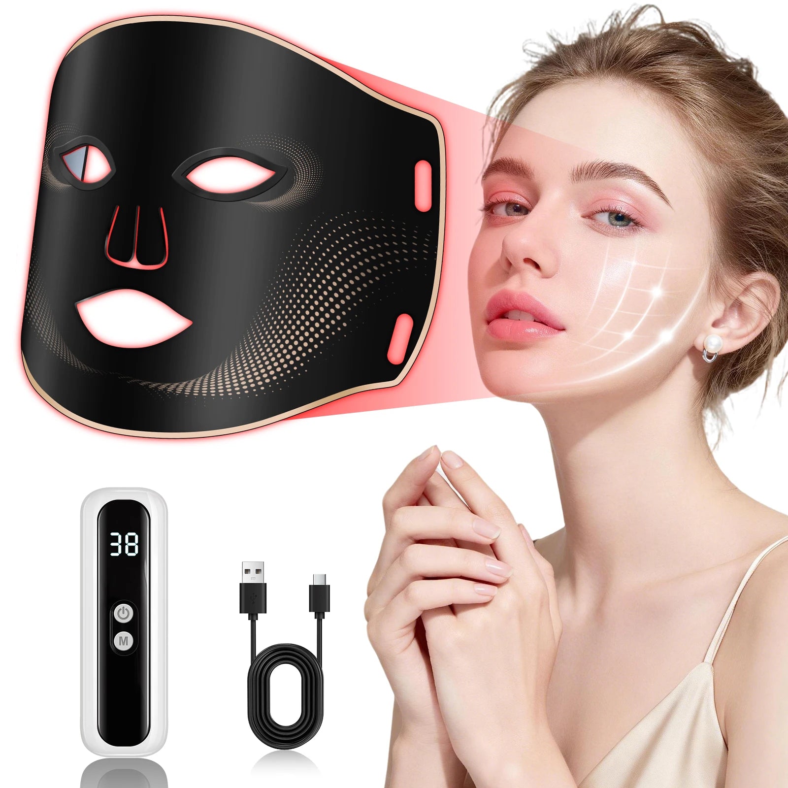 7 Colors Silicone LED Facial Mask Cordless Anti Aging Beauty Device - 7