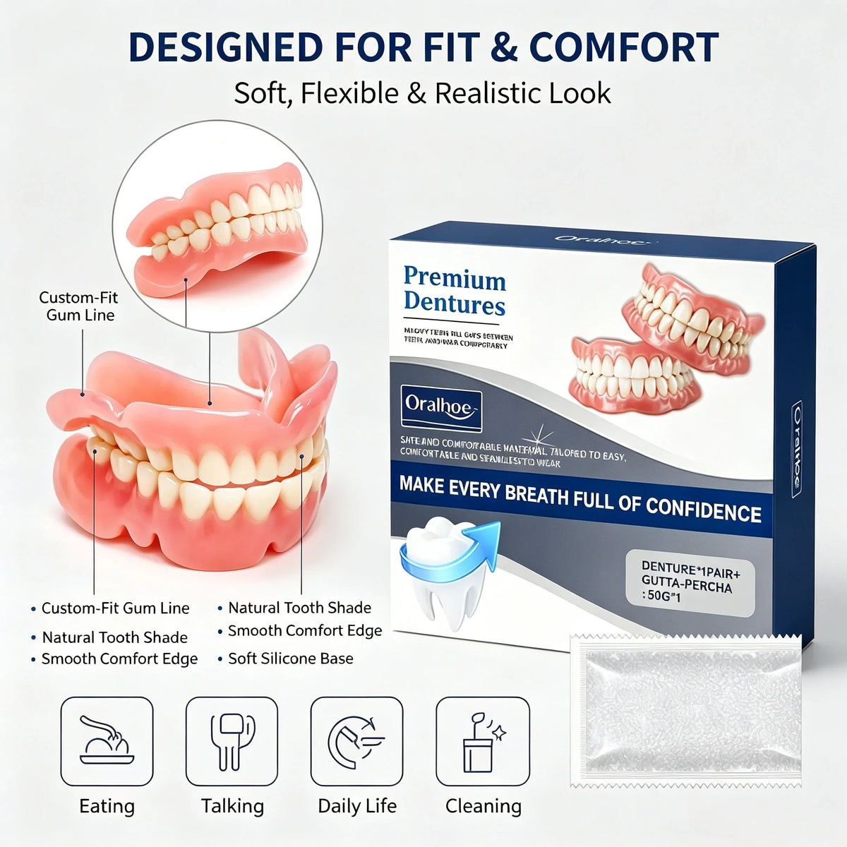 Silicone Teeth Covers Cosmetic Fake Dentures